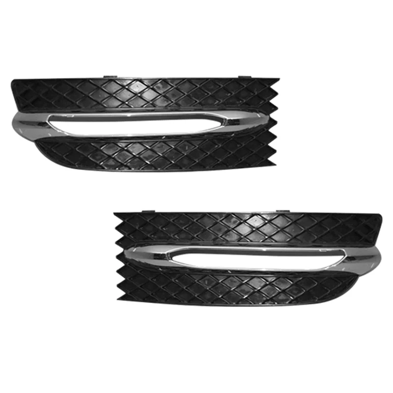 

1Pair Car Front Bumper Fog Light Grille Cover with Chrome Frame for Mercedes-Benz SLK Class R172 W172 2012-2016