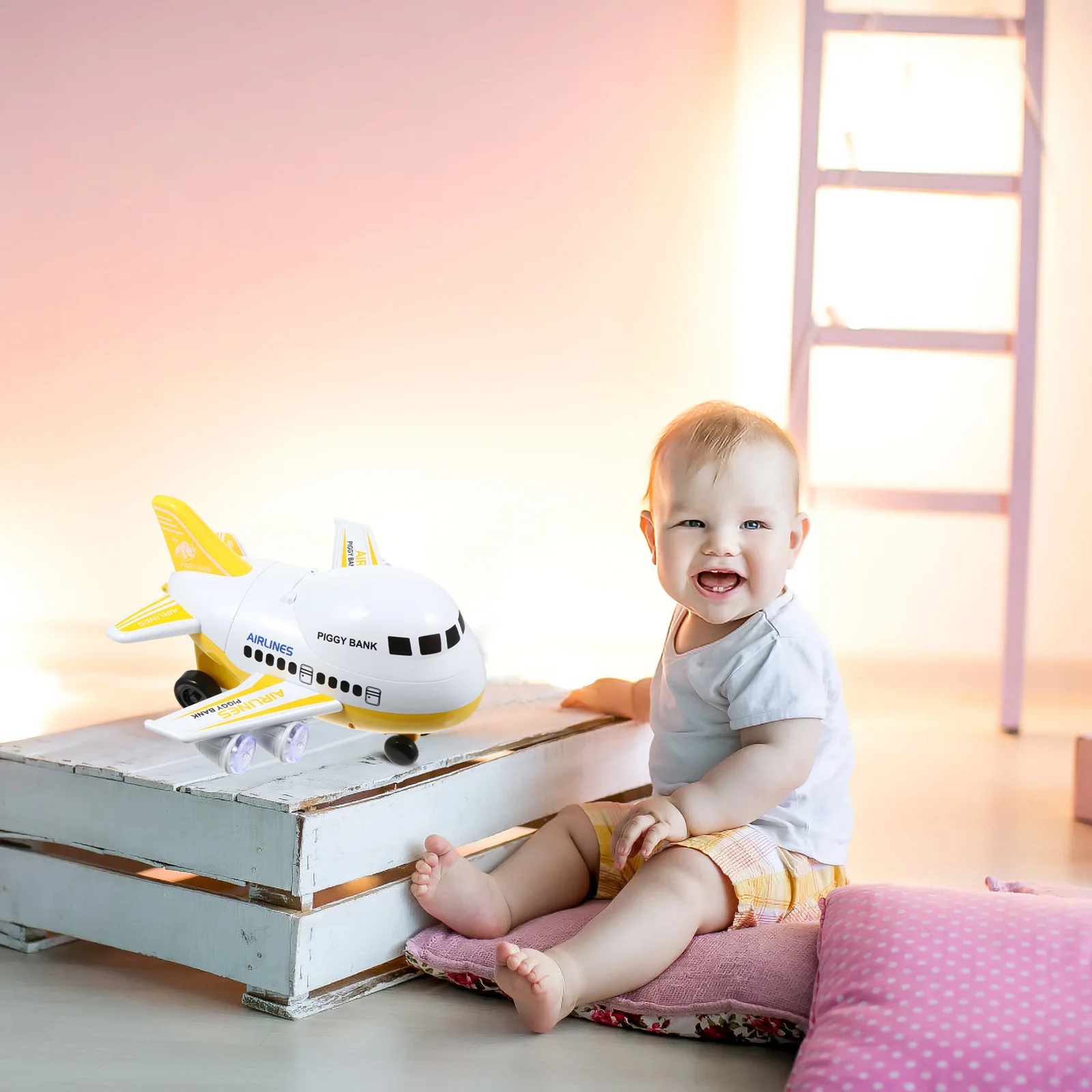 

Face Recognition Piggy Bank Toy Kids Educational Plane Savings Bank Yellow Child Coin Storage Cartoon Money Box