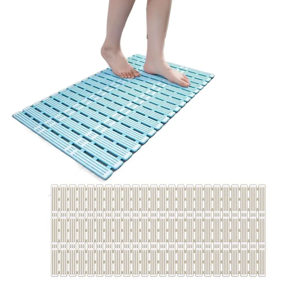 

Foldable Suction Cup Floor Mat Strong Suction Anti-Slip Shower Foot Pad Easy Drying Moisture-proof Rectangle Bath Rug Washroom