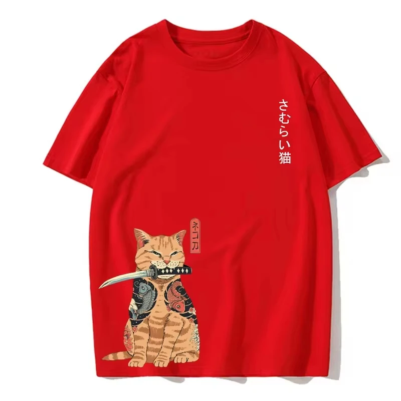 2024 Summer New Oversize Fashion Warrior Cat Printed Tees For Men And Women Street Hip Hop Round Neck Short Sleeve T-shirts