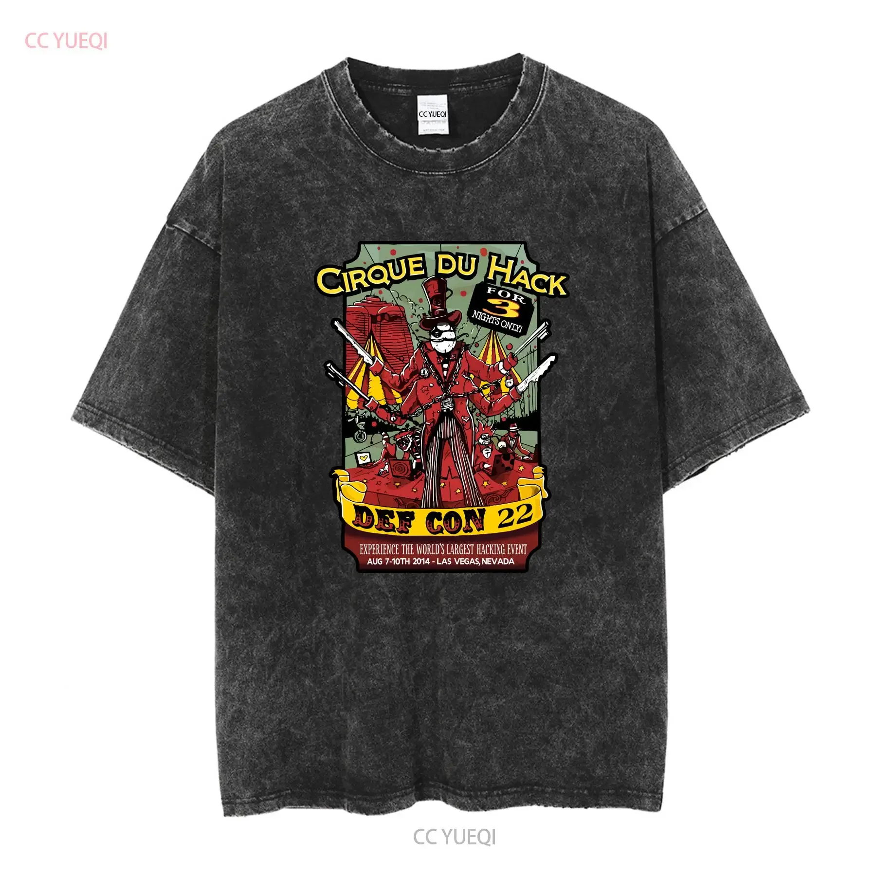 DEFCON 22 Hacking Convention T Shirt NEW Women s XL Cirque Du Hack Las Vegas long sleeves vintage Washed homme