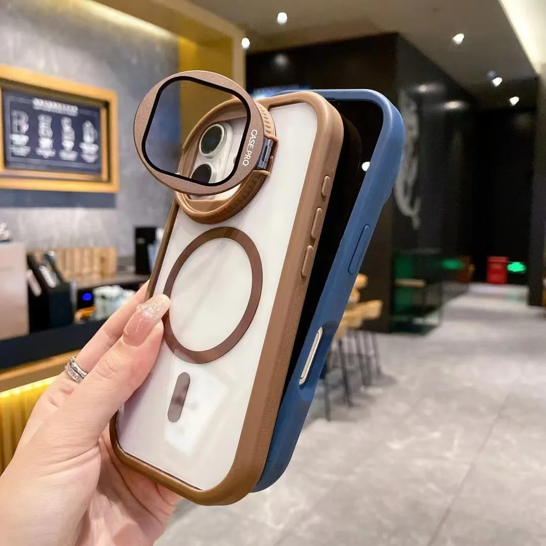 

Luxury Magnetic Camera Protection Bracket Cover For iPhone 16 15 14 13 12 11 Pro MAX 16 Plus For Magsafe Clear Bumper Hard Cover