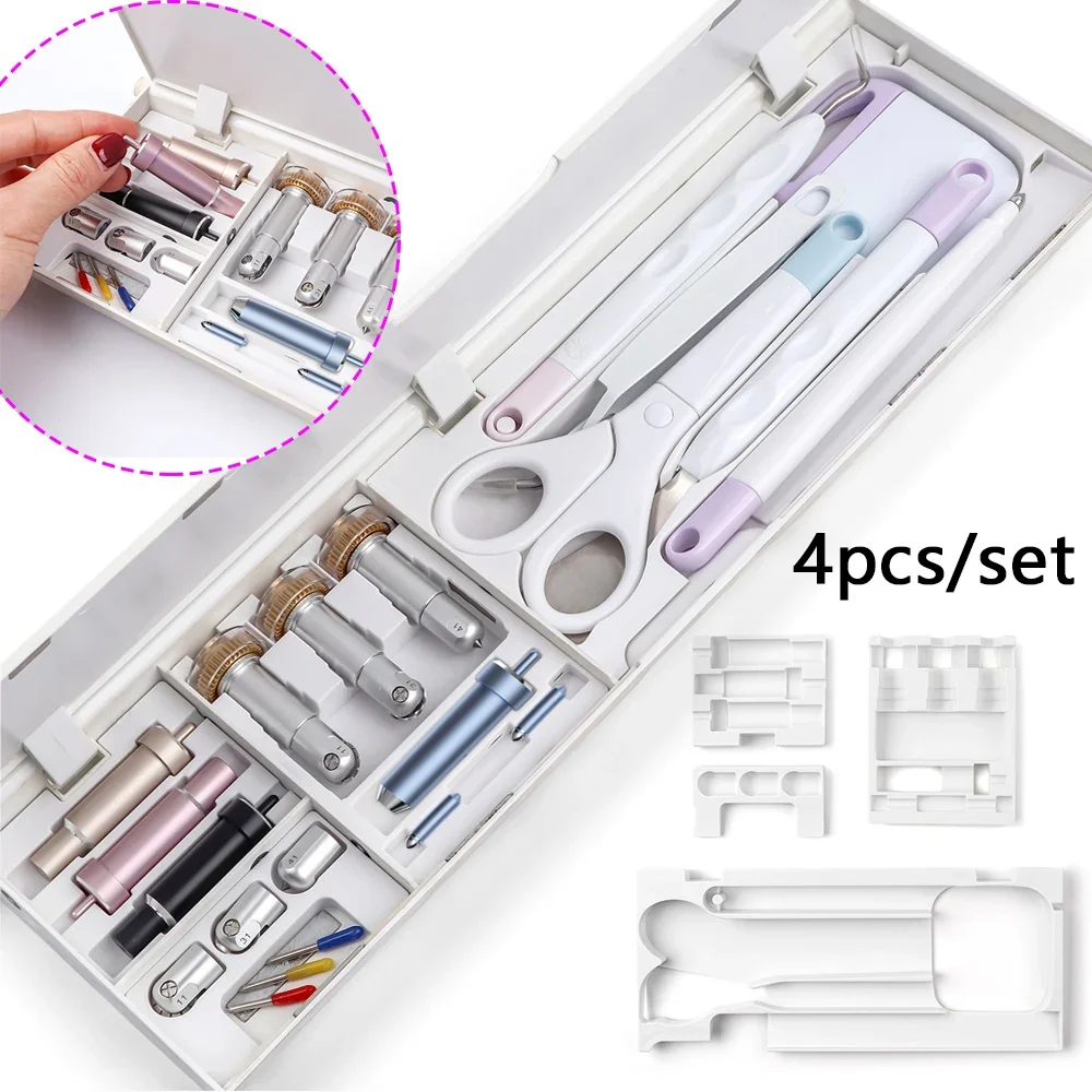 

Набор из 4 органайзеров для инструментов, совместимых с Cricut Maker 3 и Maker, для хранения инструментов для удаления остатков, лезвий, наконечников и аксессуаров