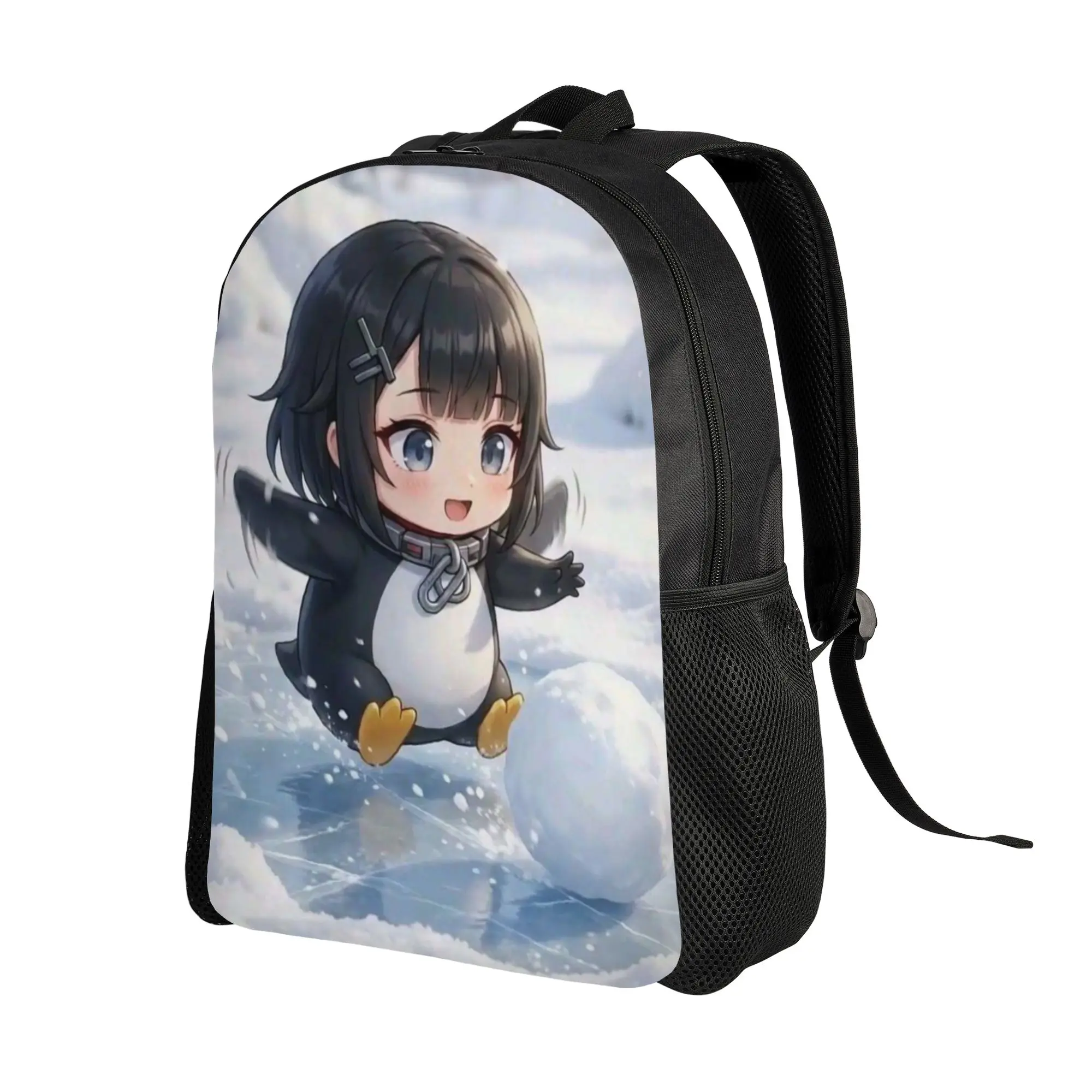 Book Pack Back to school season GUGUGAGA Penguin Playing Snowball Winter Snow Scene Cartoon Graphic  Retro Washable Backpack