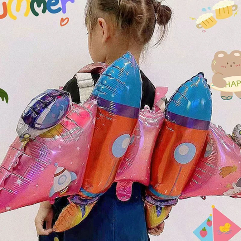 Aviation themed series rocket with wings aluminum foil balloons, personalized decoration for birthday parties