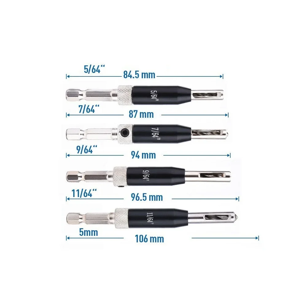 Set Of High Speed Steel Self Centering Lock Hinge Drill Bit Set Hardware Drawer Pilot Hole Guides HSS Tool Parts