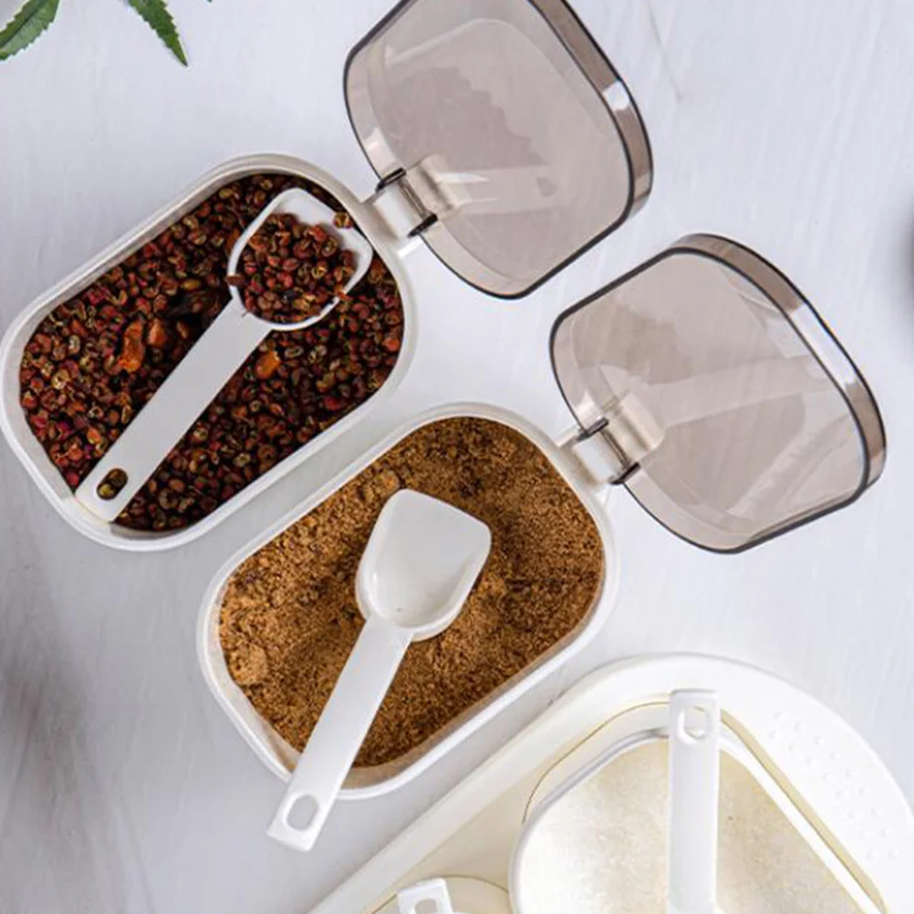 

1 set Seasoning Box Set Kitchen Spice Jars Condiment Storage Pots Sealed Moisture Proof Easy Clean Lid Spoon Included