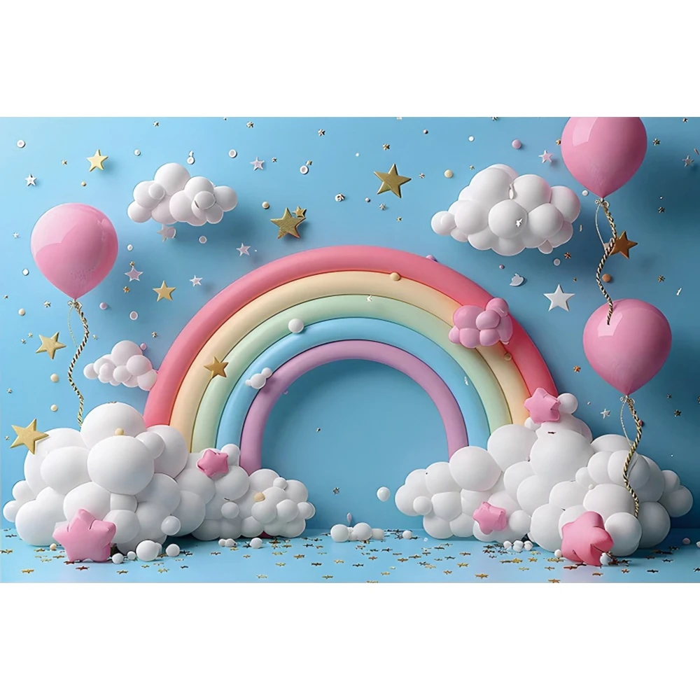 Arch Rainbow Balloon Newborn Baby Birthday Party Photography Backdrop Princess Girl Kids Portrait Cake Smash Photo Background