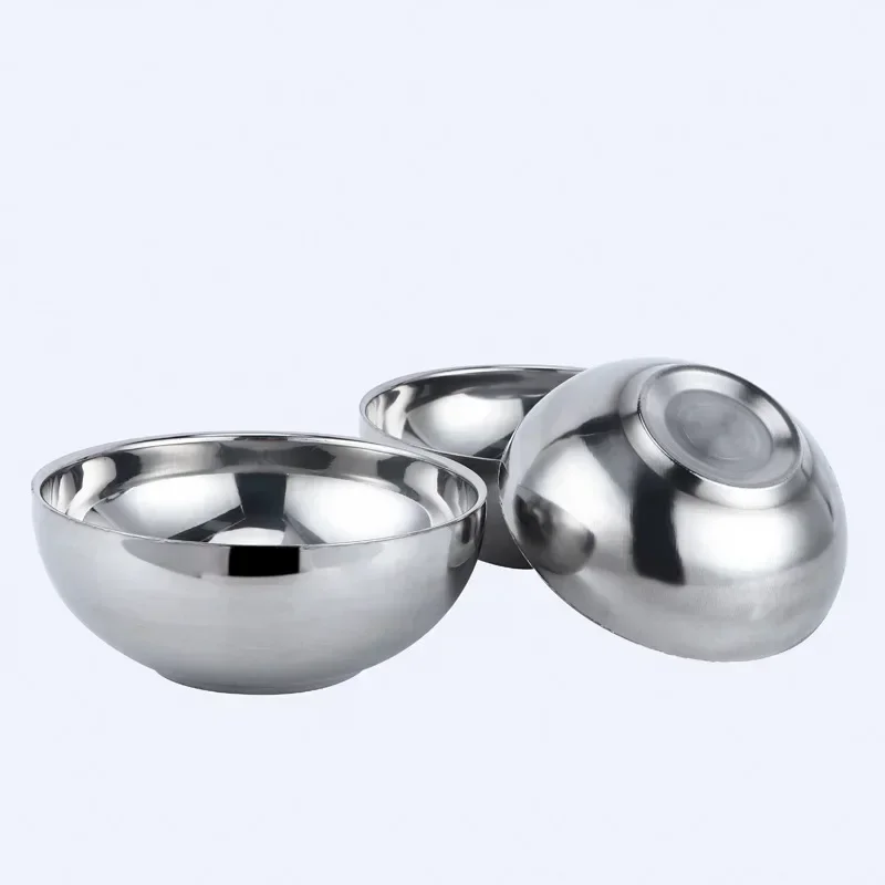 Double Insulation Light Bowl Stainless Steel Bowl Thickened Anti-hot Canteen Restaurant Multi-purpose Children\'s Bowl