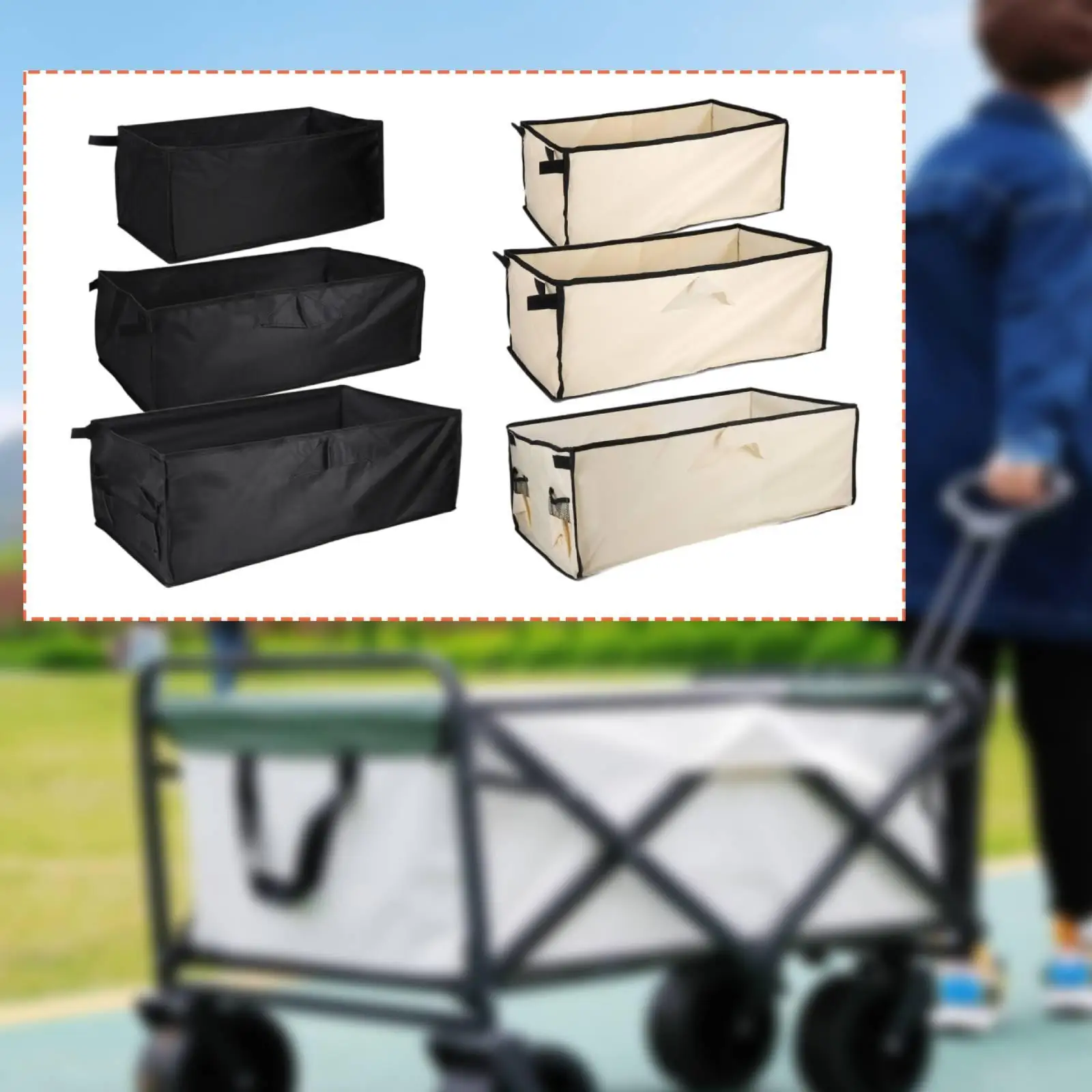 Oxford Cloth Wagon Liner Removable Camping Cart Inner Pocket Bag for Gardening Shopping Utility