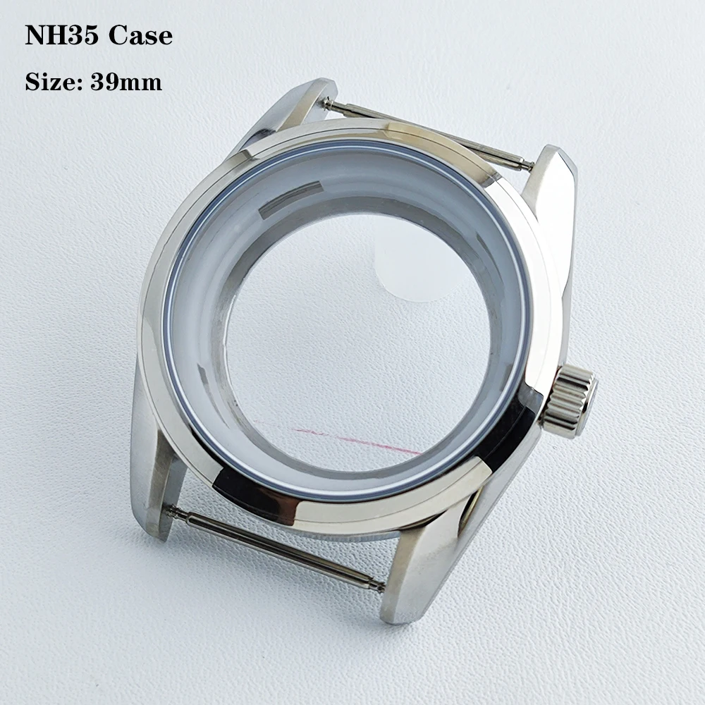 NH35 39mm Watch Case Sapphire Crystal Silver Watch Case Fit GS 33.5mm Dial for NH35 NH36 Movement Watch module accessories