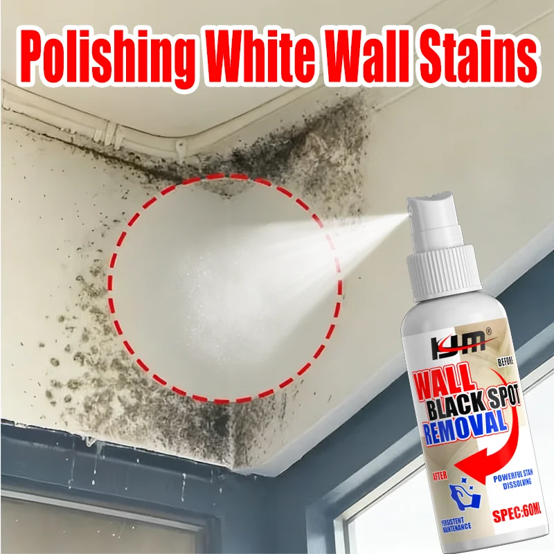 KJM 60ML Wall Mold & Black Spot Remover - Powerful Stain Dissolving Spray, Safe for Walls & Window Frames, Rapid Renovation