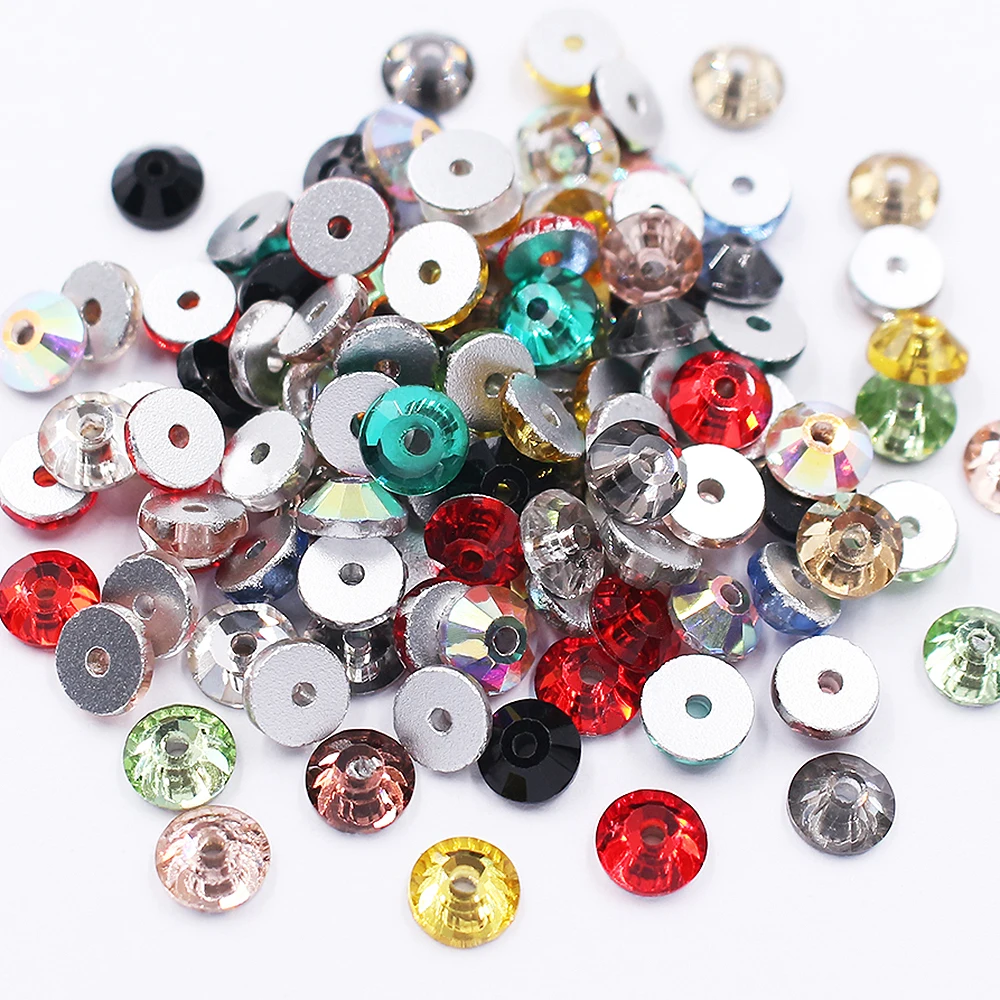 3mm-6mm Sew On Rhinestones Flatback Shiny Crystals Strass Trim Fabric Glass Beads Stones Crafts Sewn Accessories Rhinestones