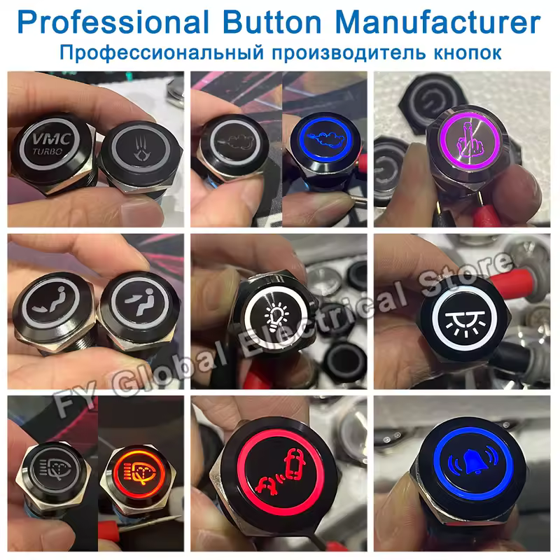 16/19/22mm Customized Metal Push Button Switch with Socket Start Stop For Car Boat Fog Black/Silver Waterproof LED Light 12V 24V - Image 2