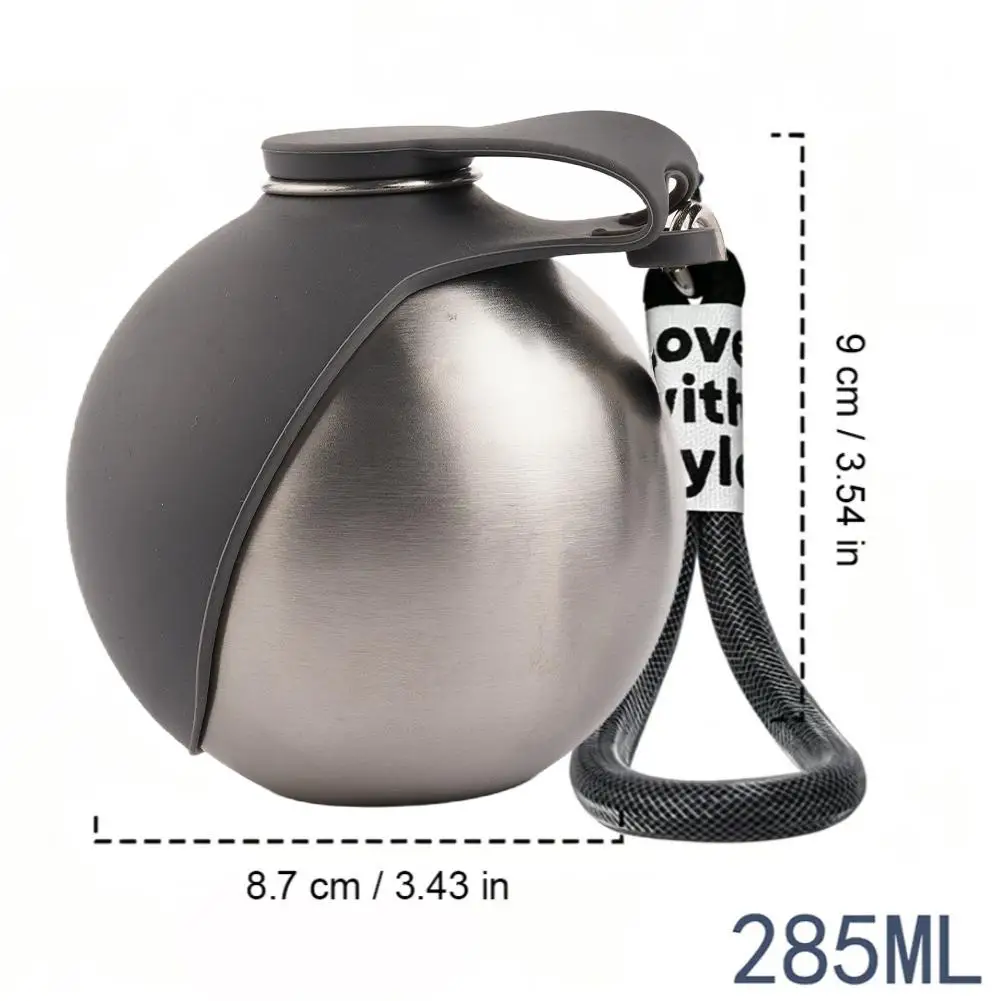304 Edelstahl Haustier-Trinkflasche, runde Outdoor-Wasserflasche für Katzen und Hunde, tragbarer, faltbarer Wasserspender mit Hängeseil – Detail 34