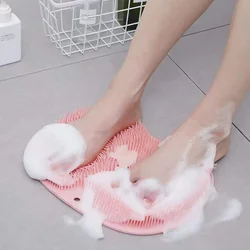 Non-slip Shower Mat Silicone Massage Wash Foot Pad Bath Massage Brush Pad Bathroom Rub Back Brush with Sucker Cleaning Tools