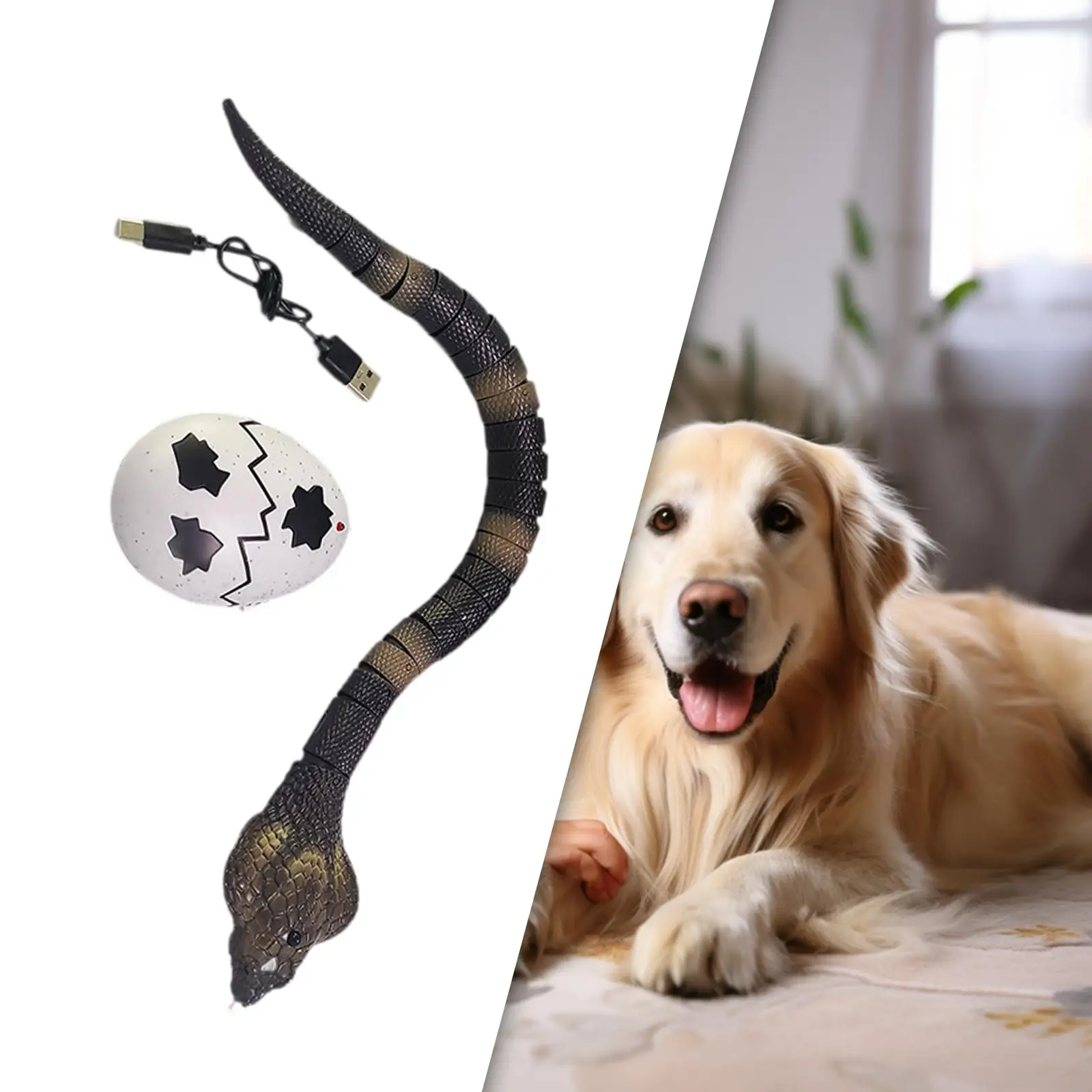 Remote Control Snake Moving Snake Toy Left USB Rechargeable Cat Toys Snake for