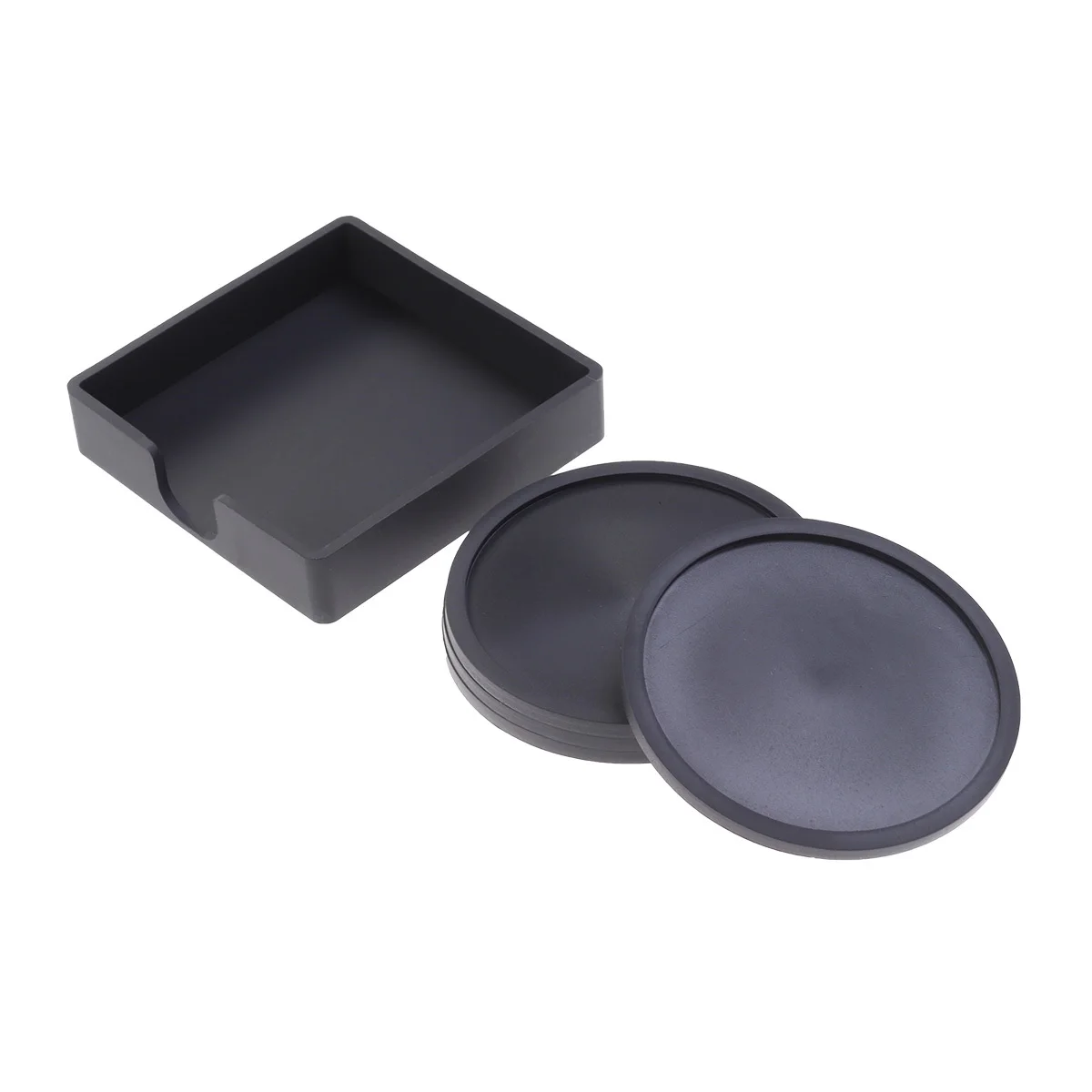 

5Pcs Round Silicone Cup Mat Set Soft Anti-Drop Non-Slip Coasters for Tea Coffee Drink Black Cup Mat Non-Slip Coaster