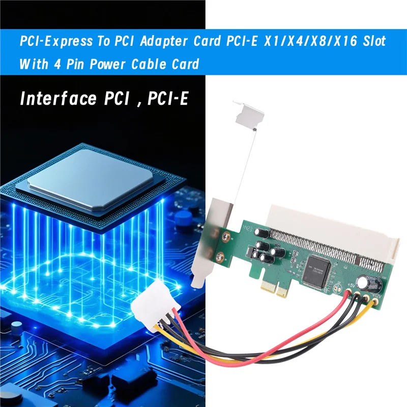 PCI-Express - PCI アダプタ カード PCI-E X1/X4/X8/X16 スロット、4 ピン電源ケーブル付き Card-N33R