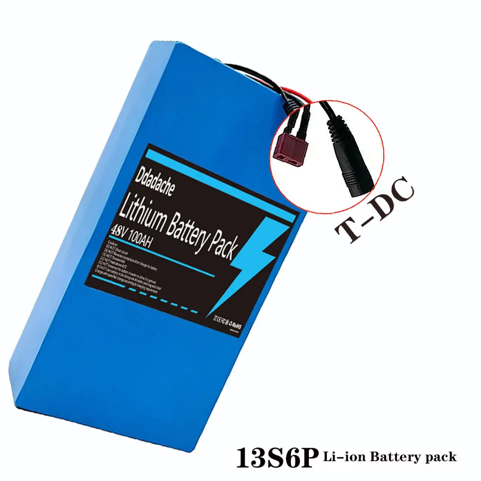 48V 100ah 13s6p lithiumbatterijpakket 48v 100000mAh 250W-2000W Citycoco gemotoriseerde scooterbatterijen Ingebouwde 50A BMS