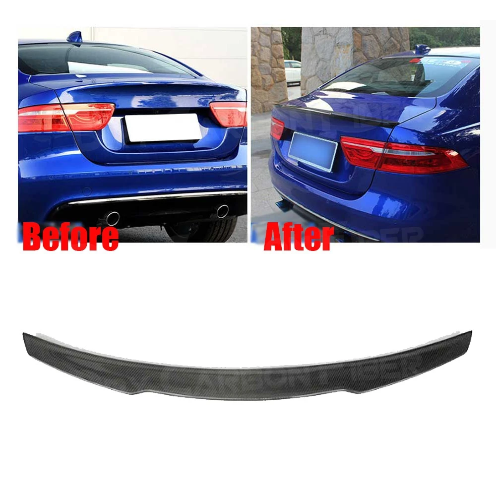 سبويلر شفة خلفية من ألياف الكربون لسيارة جاكوار XE سيدان 4 أبواب 2015-2018 K نمط خلفي أجنحة تزيين السيارة ABS أسود لامع