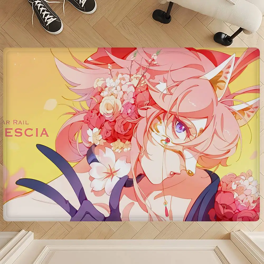 Honkai Star Rail Evanescia Hallway Carpet Washable Non-Slip Living Room Sofa Chairs Area Mat Kitchen Doormat Area Rug