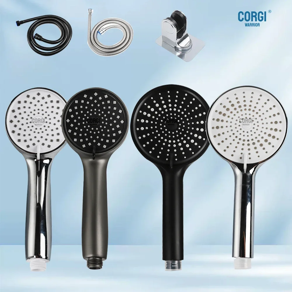 High Pressure ABS Plastic Handheld Shower Head 1/3/5 Modes Adjustable Showerhead Tub Tile Pets Clean Water Save Spray Long Hose