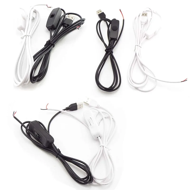 DIY 5V USB Cable Male Jack 2Pin 2 Wire Power Charge Cable Cord Wire With Switch USB 2.0 male 2 Pin Cable for LED strip u