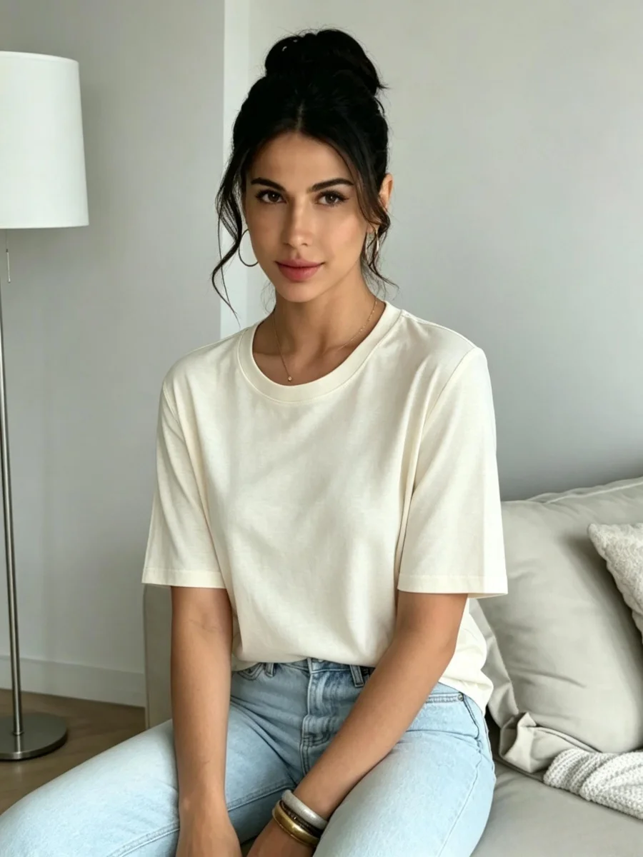 T-Shirts aus hochwertiger Baumwolle, schmal geschnitten, elegant, für den täglichen Gebrauch, für Damen, geeignet für moderne T-Shirts für Teenager, speziell, vielseitig, leicht, frisch