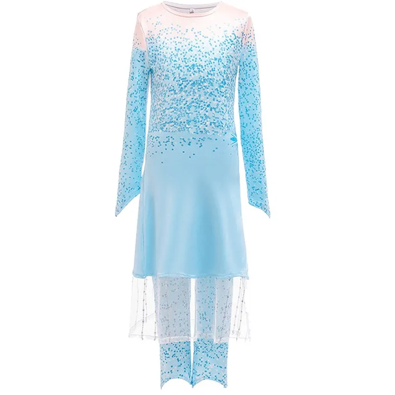 Vestito da ragazza Elsa vestito da principessa per feste di Halloween paillettes bianche blu regina delle nevi abiti fantasia vestiti di carnevale