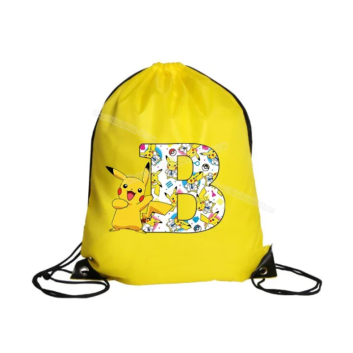 Pokemon Pikachu Drawstring Bag Sports Waterproof Backpack Bundle Pocket Terylene Basketball Bags Cartoon Anime Birthday Gift