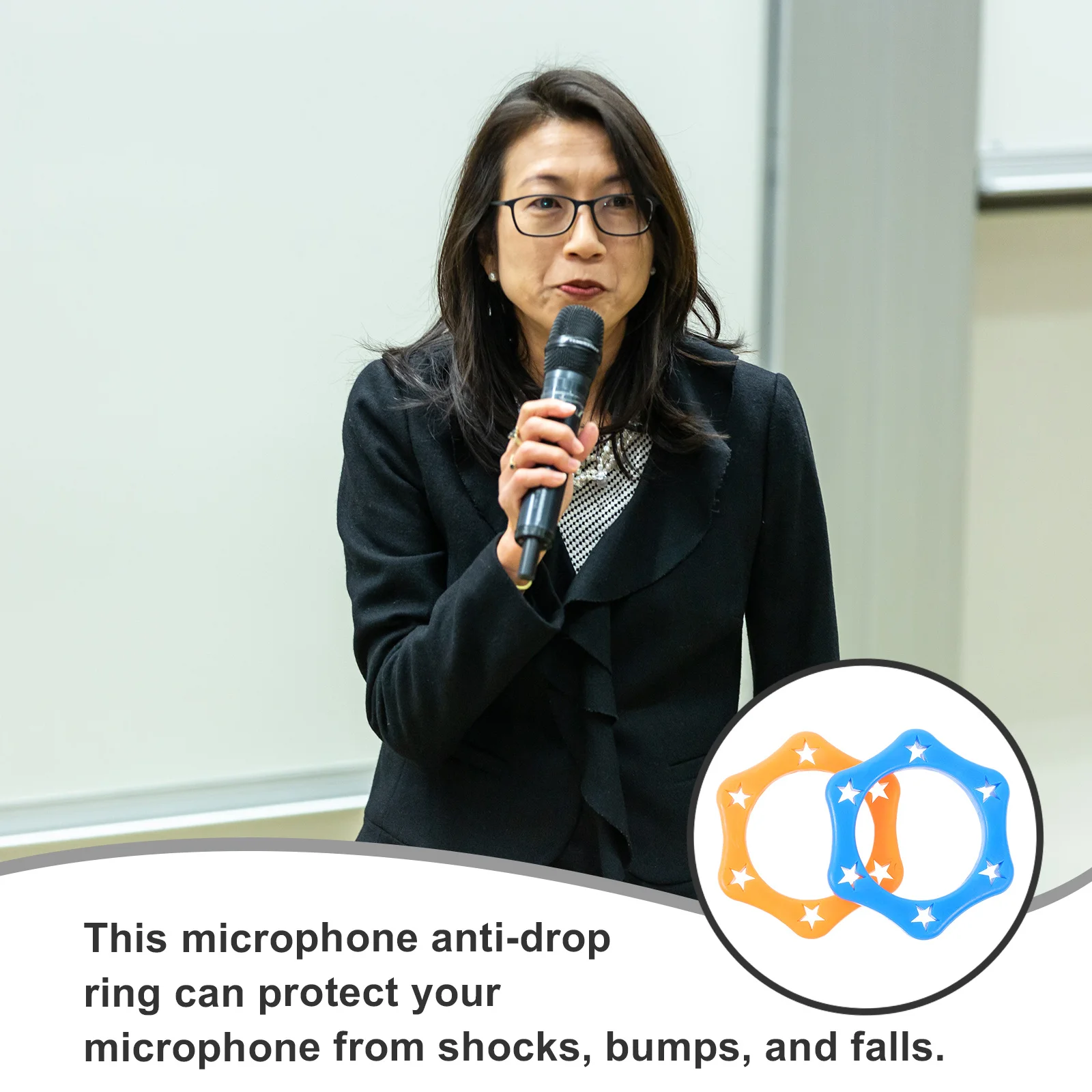 6 قطعة ميكروفون حلقات مضادة للدوران سيليكون ستة زوايا هيئة التصنيع العسكري حماية الدوائر للصدمات المضادة للانزلاق غطاء ميكروفون ل Ktv اللاسلكية