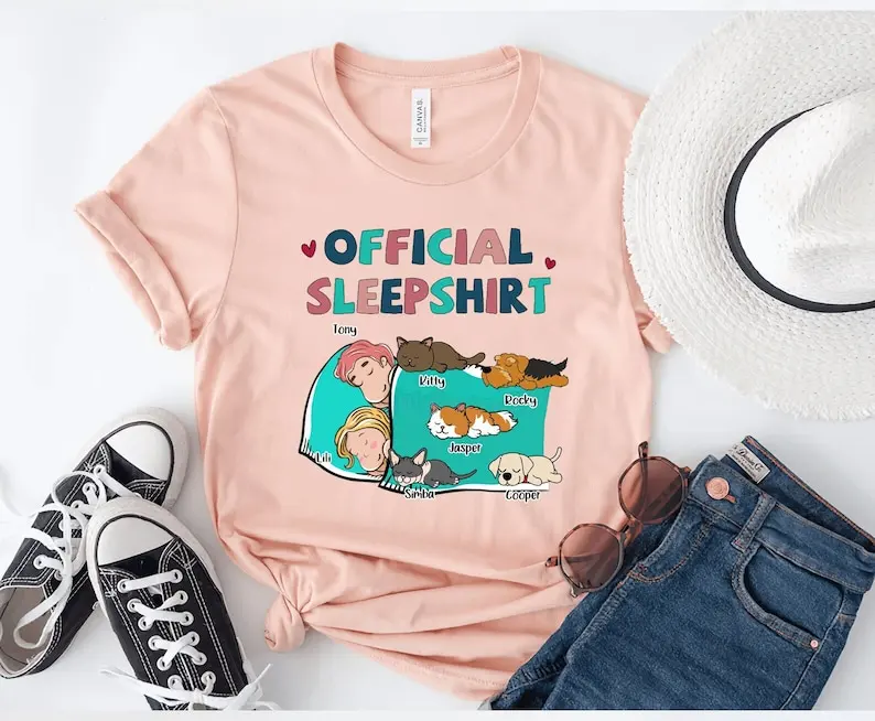 Personal isierte offizielle Schlafs hirt mit Haustier offiziellen Schlafs hirt für Paar Katze Hund T-Shirt benutzer definierte Mann und Frau T-Shirt Harajuku