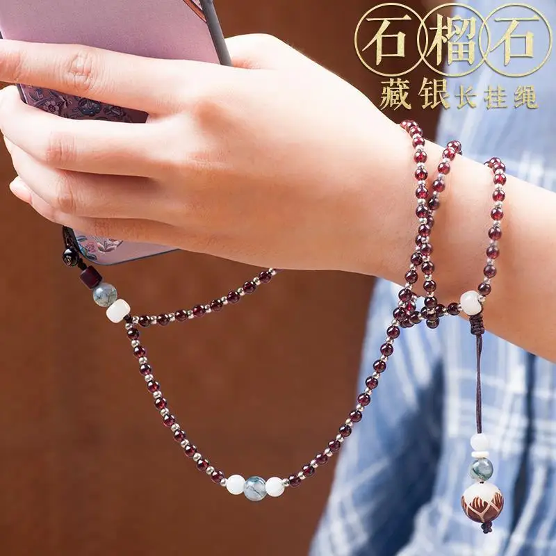 

Tan Chao Chinese Style Hanging Rope Women's Pomegranate Neck Phone Chain Personalized and Creative Anti Loss Rope Wrist Pendant