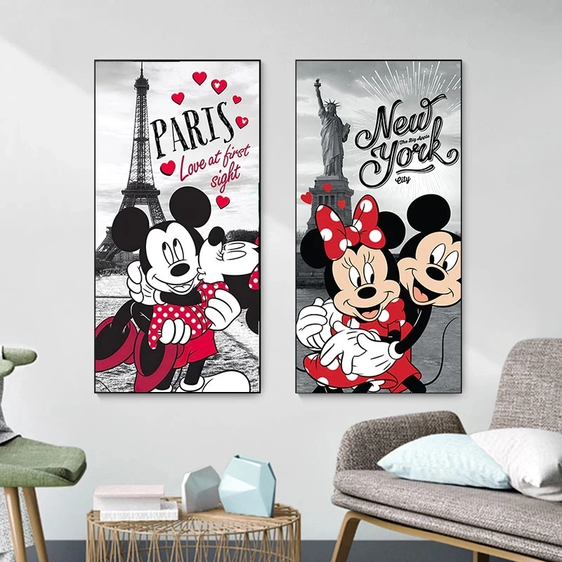 AB Disney Mickey i Minnie Mouse podróżna DIY 5D diamentowy zestawy do malowania znane miasto budynek wieża eiffla w paryżu Big Ben wystrój domu