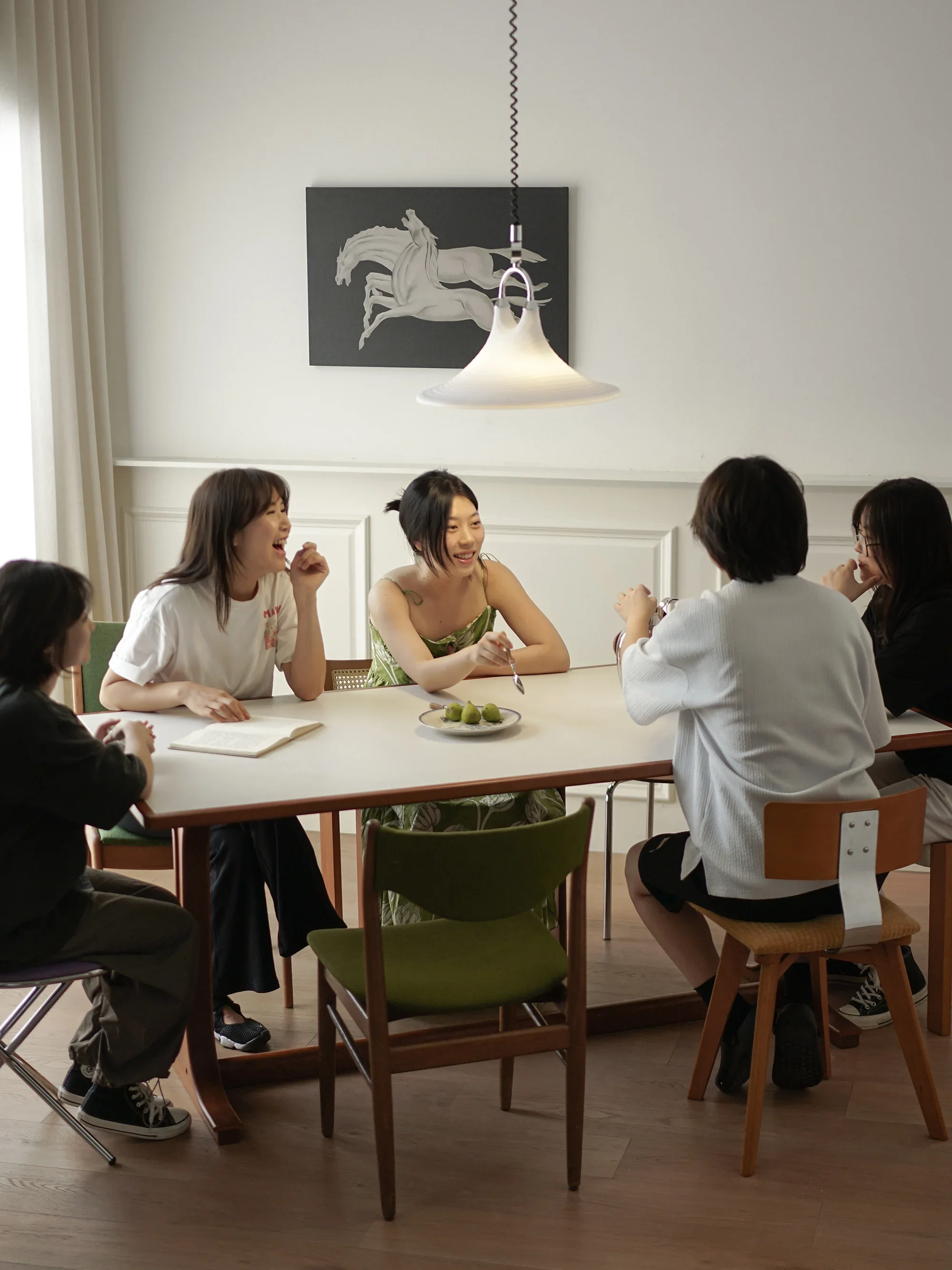 Mesa de jantar de ardósia Península para uso doméstico, mesa de jantar de madeira maciça moderna e simples