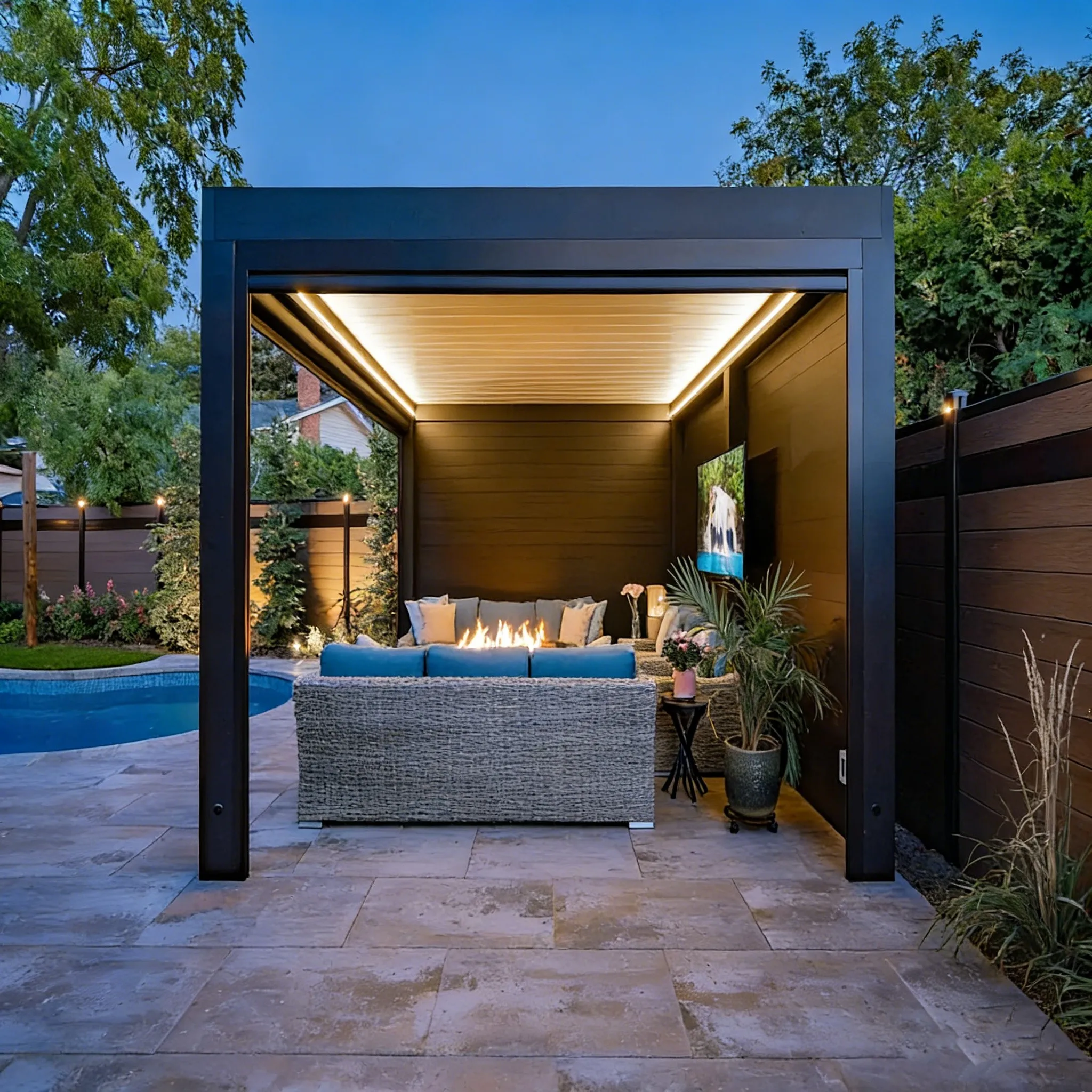 Outdoor Aluminum Louvered Pergola Rainproof Gazebo With Adjustable Roof Perfect Sun Shade Pergola