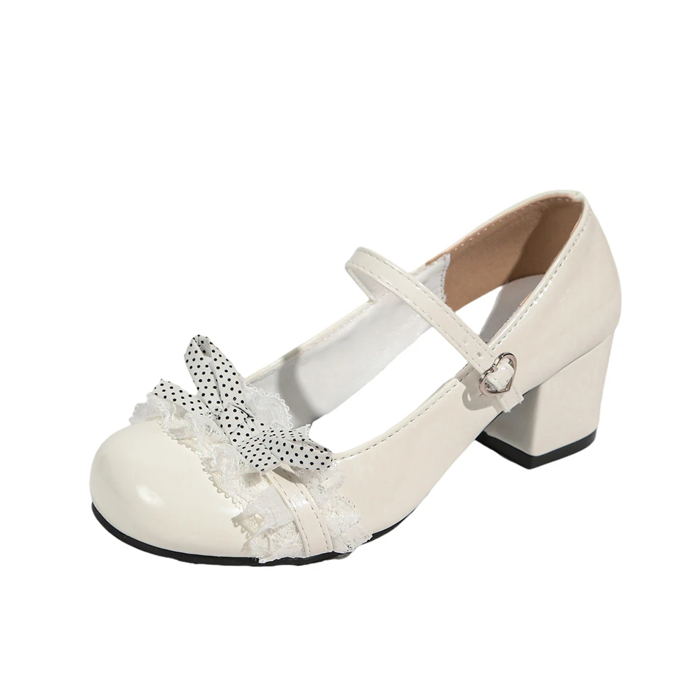 Mid-heel Round-toe Mary Jane Shoes with Bow, Elegant and Sweet for Girls view 4