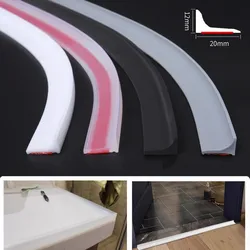 New Silicone Bathroom Water Stopper Dry Wet Separation Sealing Strips Self-adhesive Shower Drain Splash Prevention Water Dam