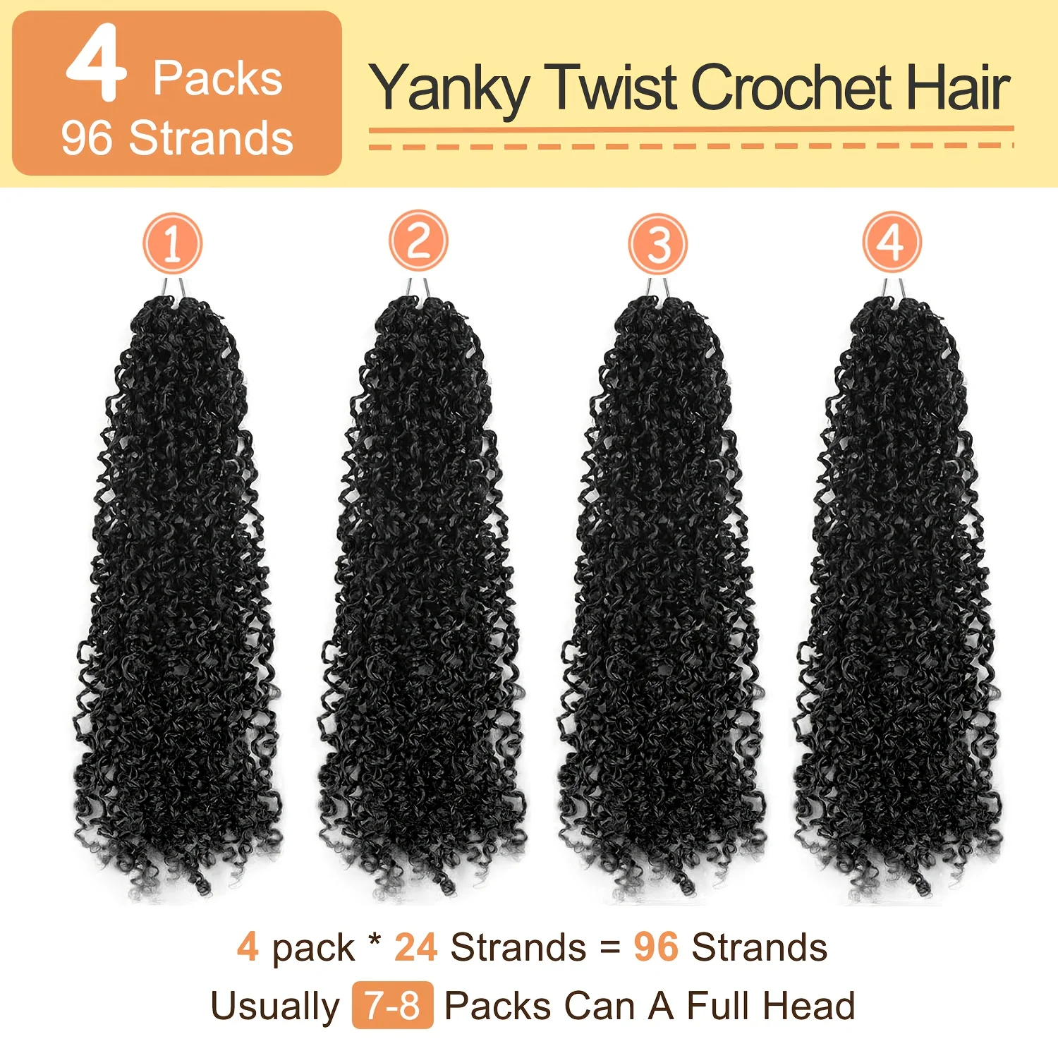 Волосы Yanky Twist Вязаные крючком 12 дюймов, всего 4 упаковки, предварительно скрученные микропружинные твисты, сенегальские волосы в стиле бохо, вязанные крючком, синтетические волосы