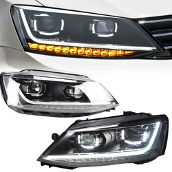 Car For VW Jetta 2011–2018 Mk6 Headlights DRL Hella LED Bi Xenon Bulb Fog Lights Car Accessory Jetta Head Lamp