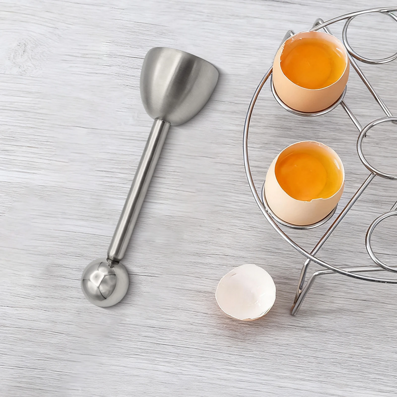 1PC Stainless Steel Egg Topper Shell Opener Egg Cutter Cracker - Suitable for Soft Hard Boiled Eggs Kitchen Tools