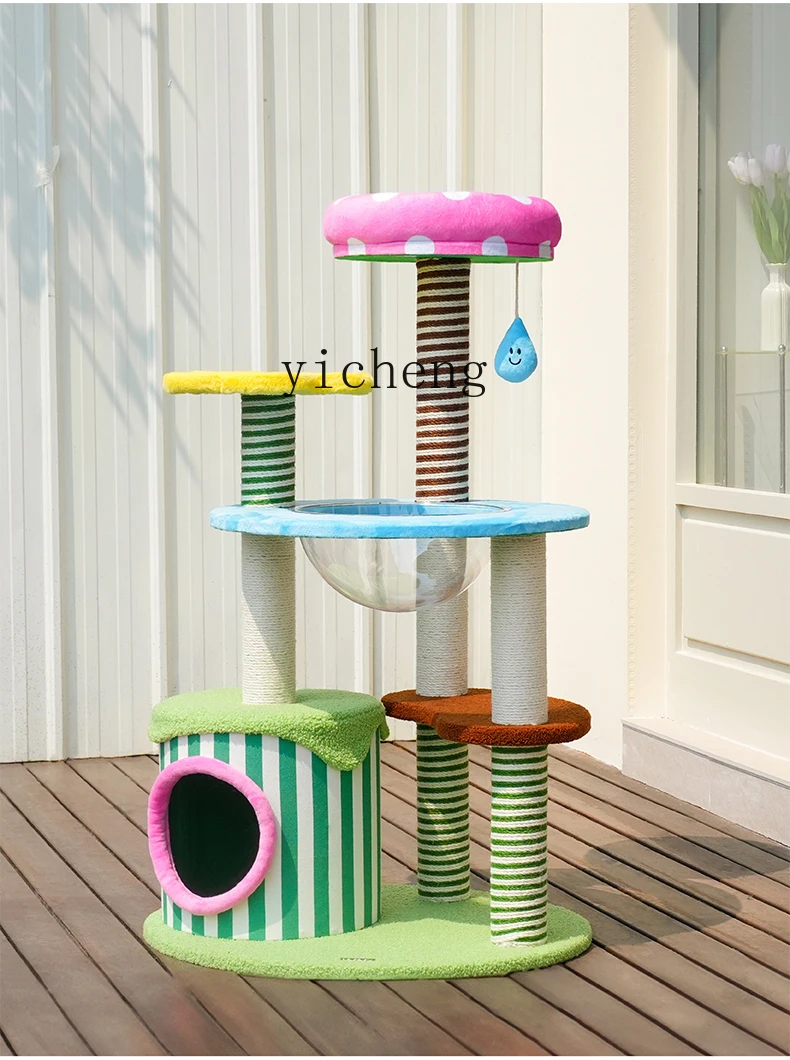 

LSL Garden Cat Climbing Frame House Cat Tree Integrated Small Apartment All-Season Universal Jumping Platform Cat House
