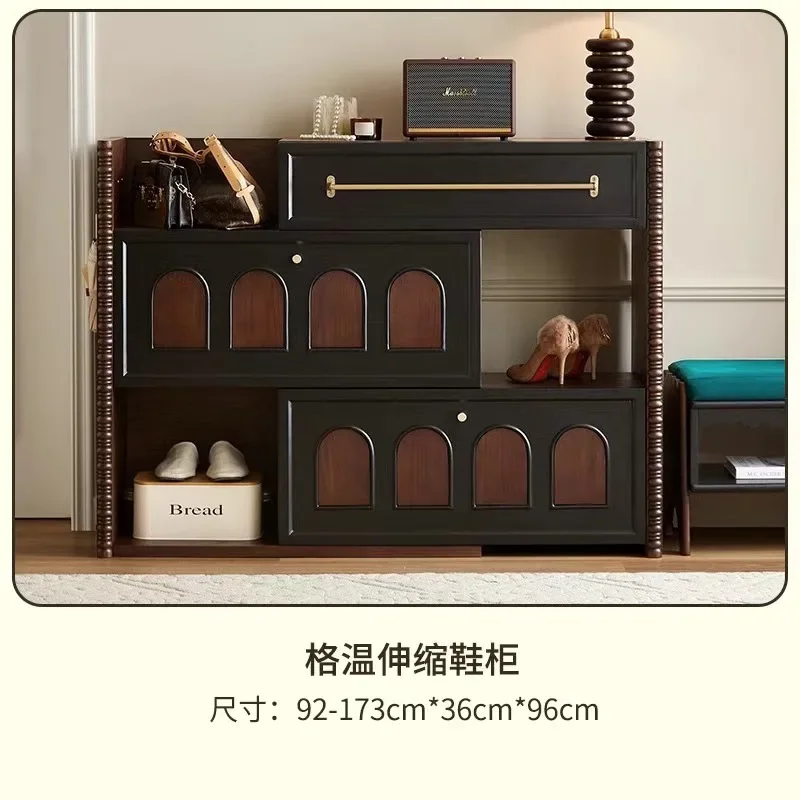 Francês retro madeira maciça casa derrubando balde sapato armário novo 2025 casa medieval porta de armazenamento integrado contra a parede