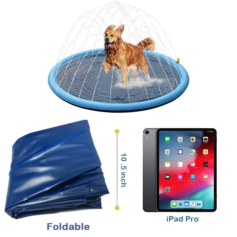 PVC Water Spray Pad Summer Dog Toys Pet Kids Outdoor Swimming Pool Splash Sprinkler Mat Lawn Beach Interactive Play Water Tools