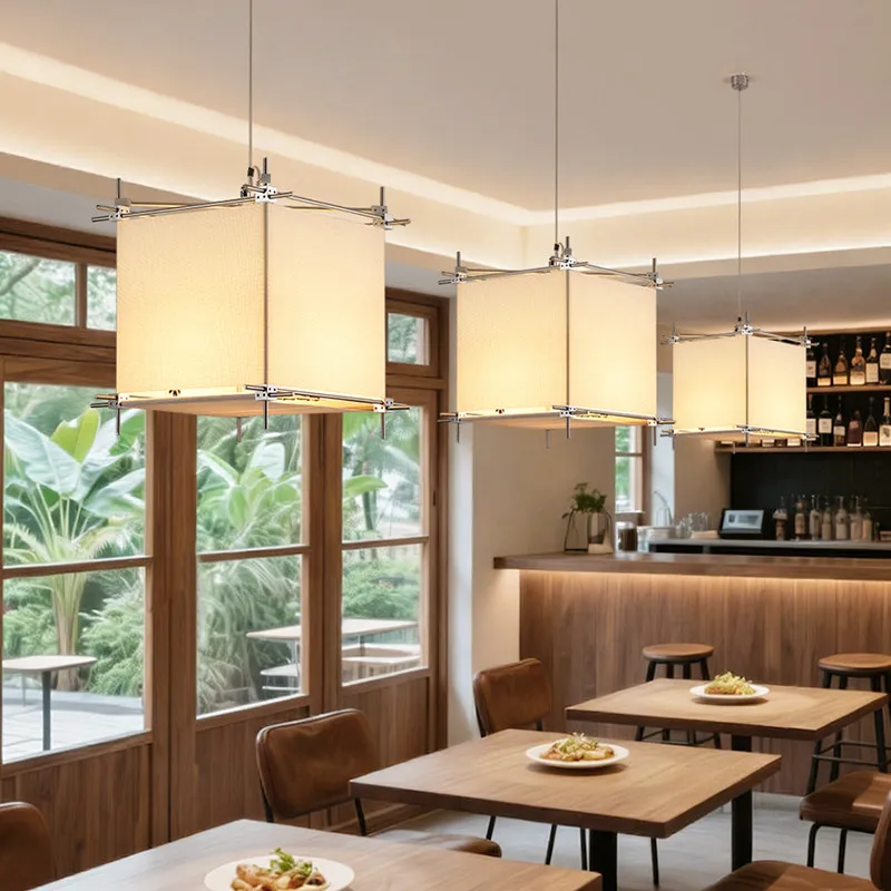 Retro Wabi Sabi LED Pendant Lights Style Handmade Cloth Hanging Lamp Linen Fabric Hotel Bedroom Living Room Study Factory Direct