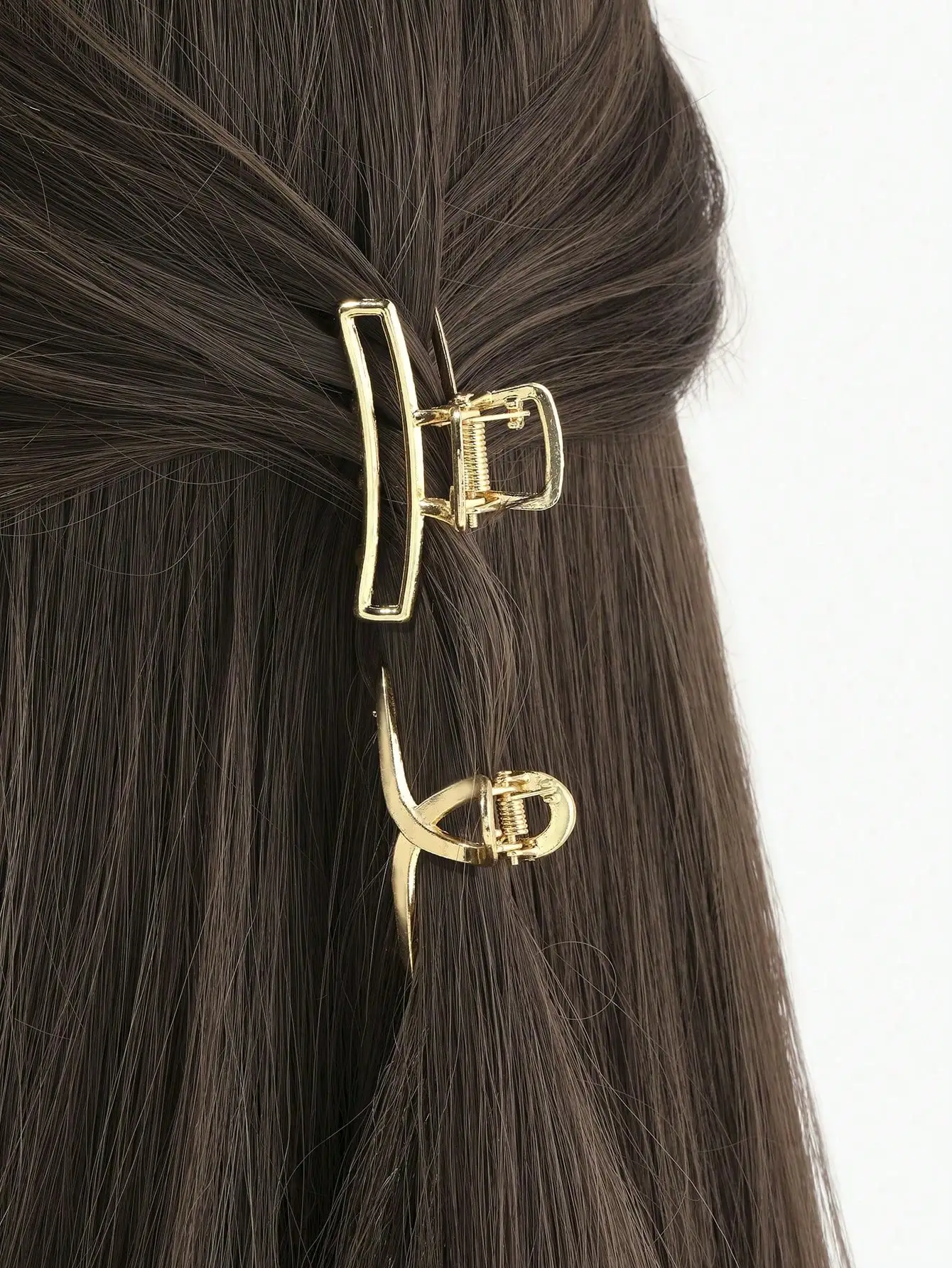 

2pcs Gold Metal Hollow Cross Small Hair Clips, Gold Metallic Hair Accessories Clips Claws For Women, Suitable For Casual
