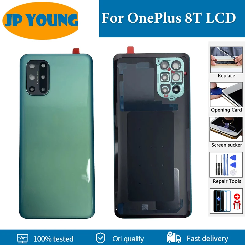 New Housing Glass For OnePlus 8T Battery Cover Rear Housing Cover For Oneplus 8t 1+8 T Back Door With Camera Lens Replacement