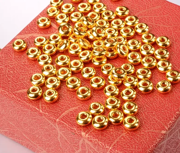 24k pure gold beads 999 real gold spacers  gold wheel stoppers