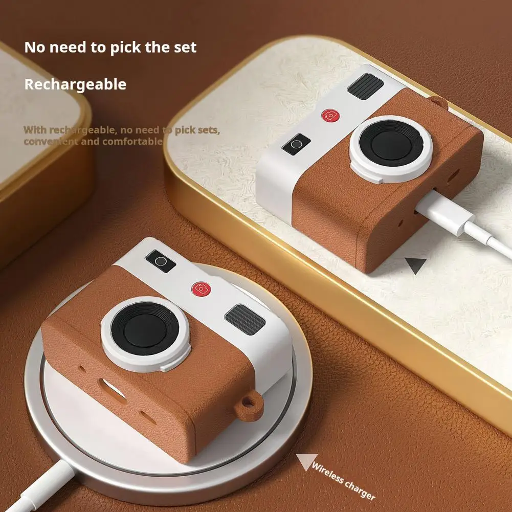 Retro 3D Camera Earphone Case Protective Cover for AirPods 4 Shockproof Protective Silicone Skin Cover